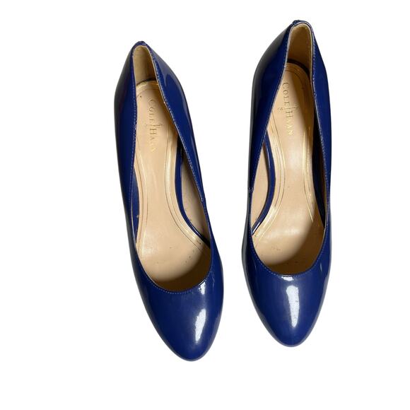 Cole Haan Nike Air Blue Patent Heels‎ 7.5B Mid Pump Leather Comfort Shoe - Picture 2 of 13